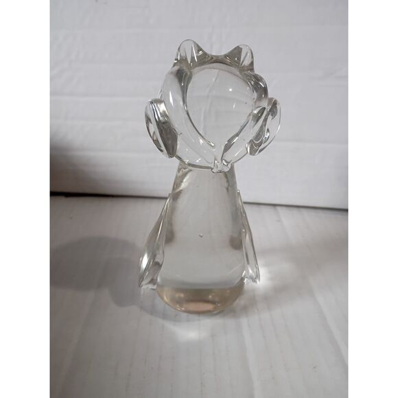 5 1/2" Clear Glass Owl Paperweight Figurine - Picture 1 of 6
